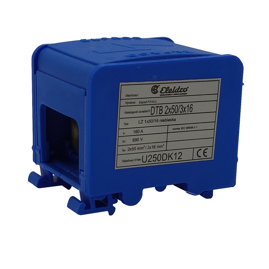 BEČOV U250DK12 Distribuční blok DTB 2x50/3x16 modrý