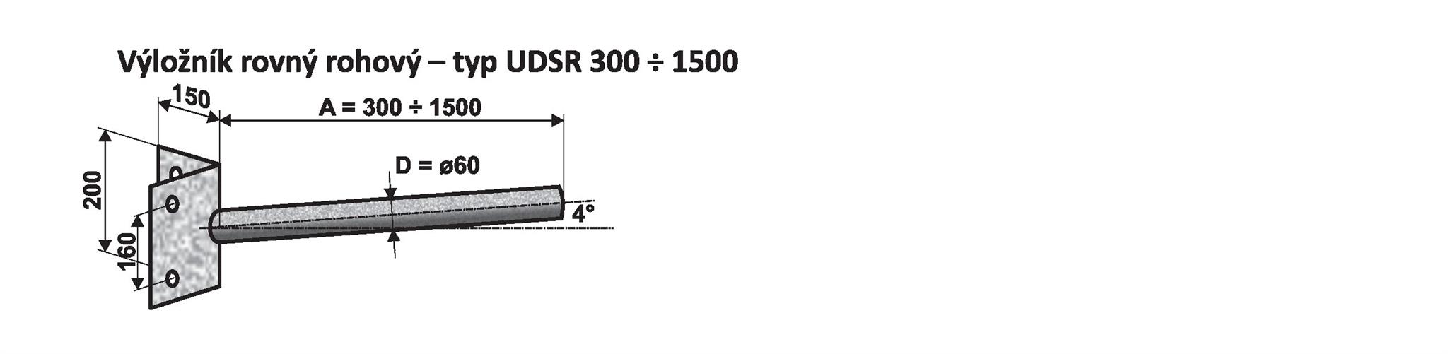 UDSR 1 - 500 výložník rovný, rohový, stěnový