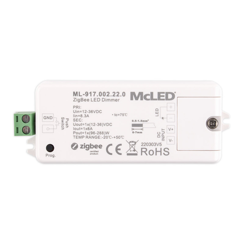 MC LED ZigBee přijímač - řízení jasu, 1 kanál, max. 8A
