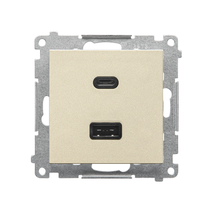 Nabíječka USB SIMON 55 TEC2CAQ.01/144, 2 násobná, 1x USB typ C+1x USB typ A, 30 W, champagne matná