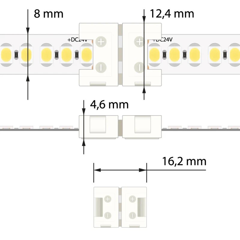 Spojka LED pásků MC LED šíře 8 mm, 2 piny, pro 120x3528