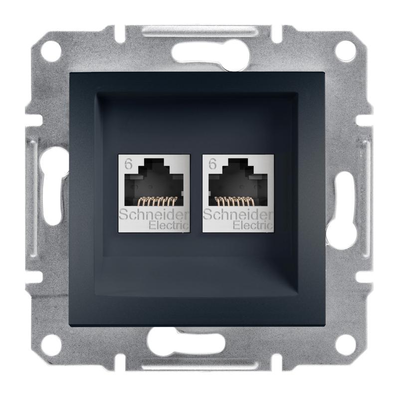SCHN EPH4800171 Asfora - Zásuvka datová 2xRJ45, kat.6 UTP, antracit