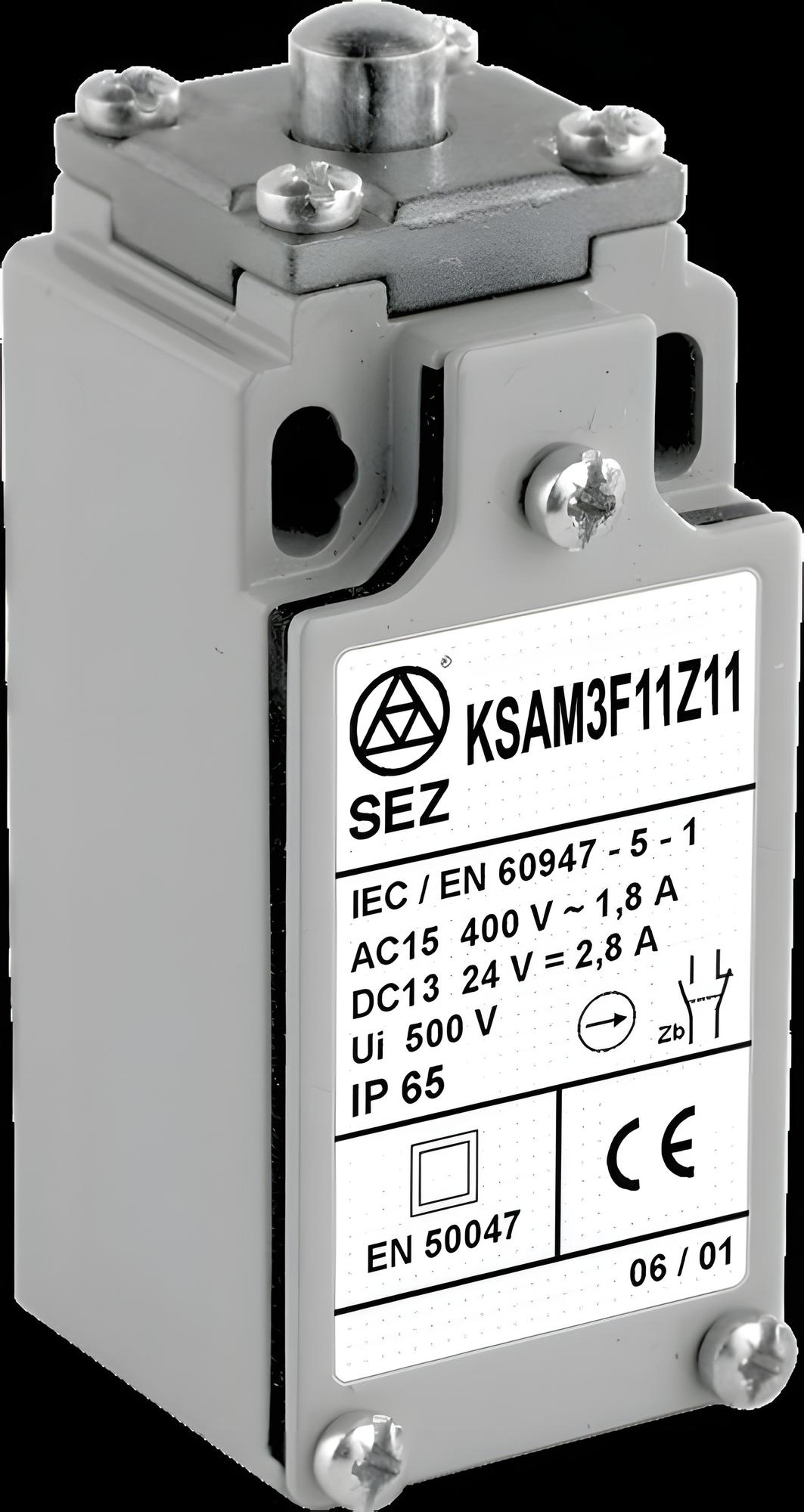 SEZ KSAM3F11Z02 Koncový spínač kovový s kovovým čepem, šířka 30 mm