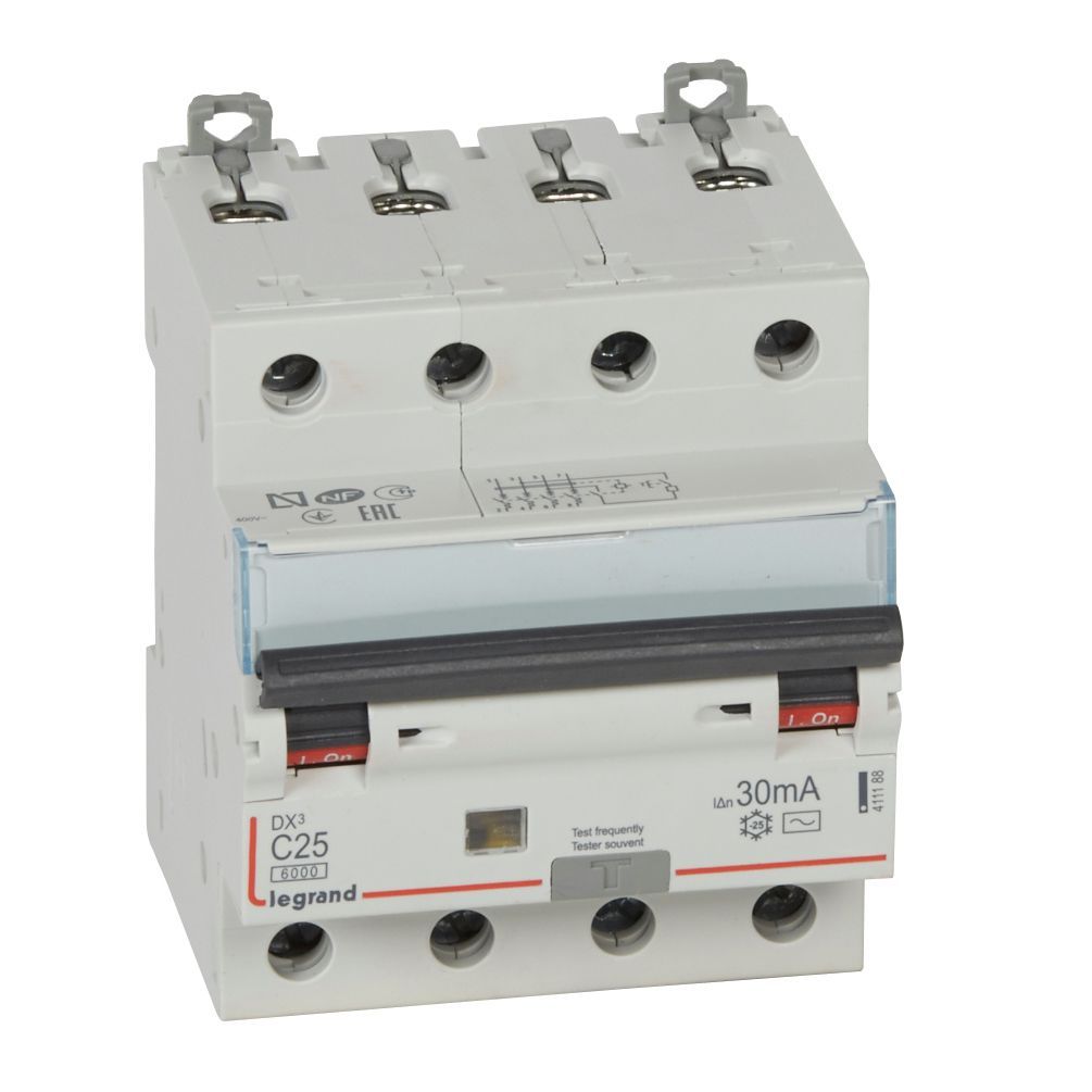 Chránič kombinovaný LEGRAND 411188 DX3 KOMB. 4P C25 30MA AC 6KA