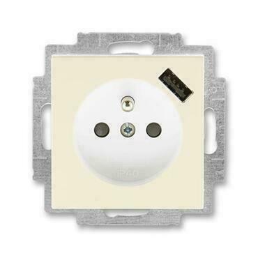 ABB 5569H-A02357 17 Levit Zásuvka 1násobná s kolíkem, s clonkami, s USB nabíjením
