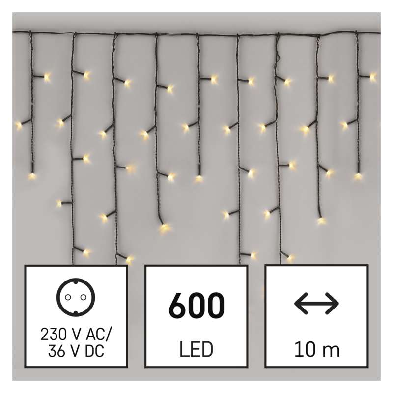 EMOS D4CW03 600LED XMAS ICICLE MF 10M WW
