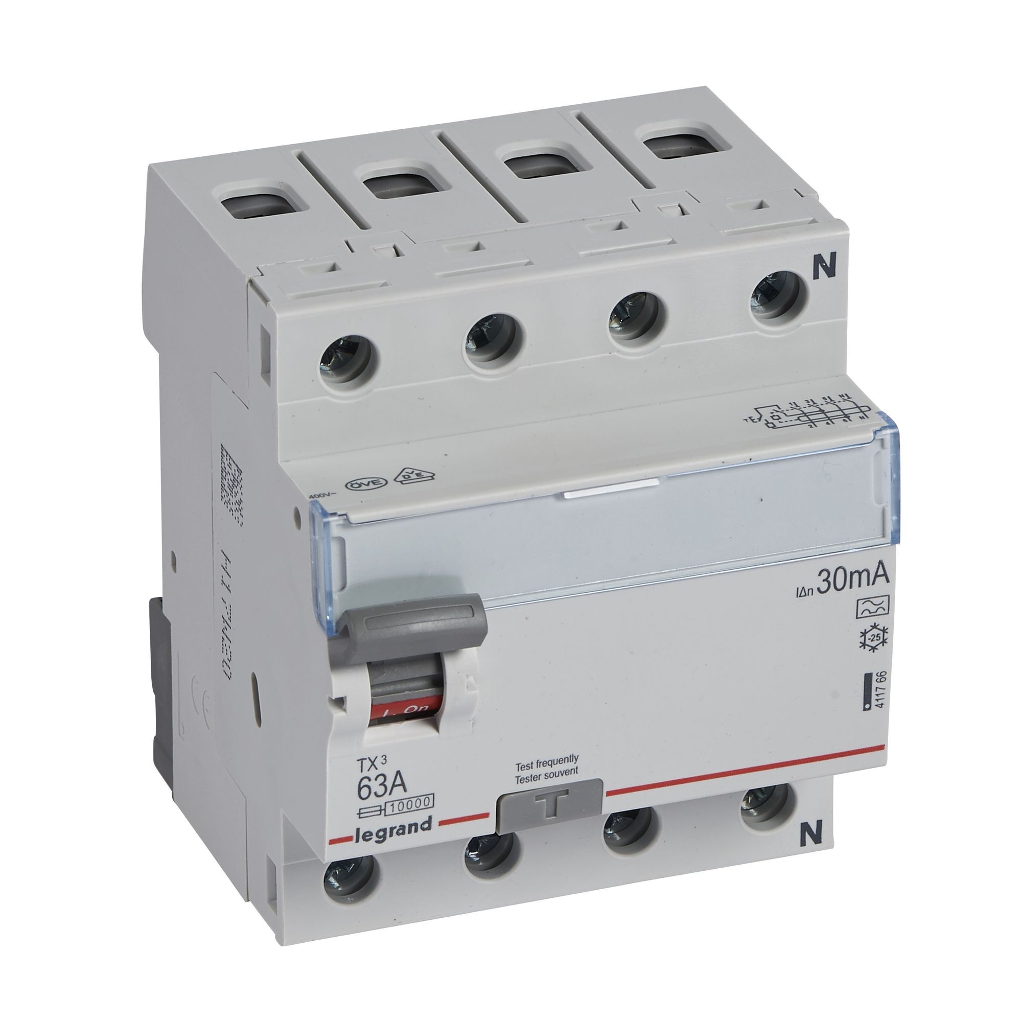 Chránič čtyřpolový LEGRAND 411766 TX3 CHRÁN. 4P 63A 30MA A