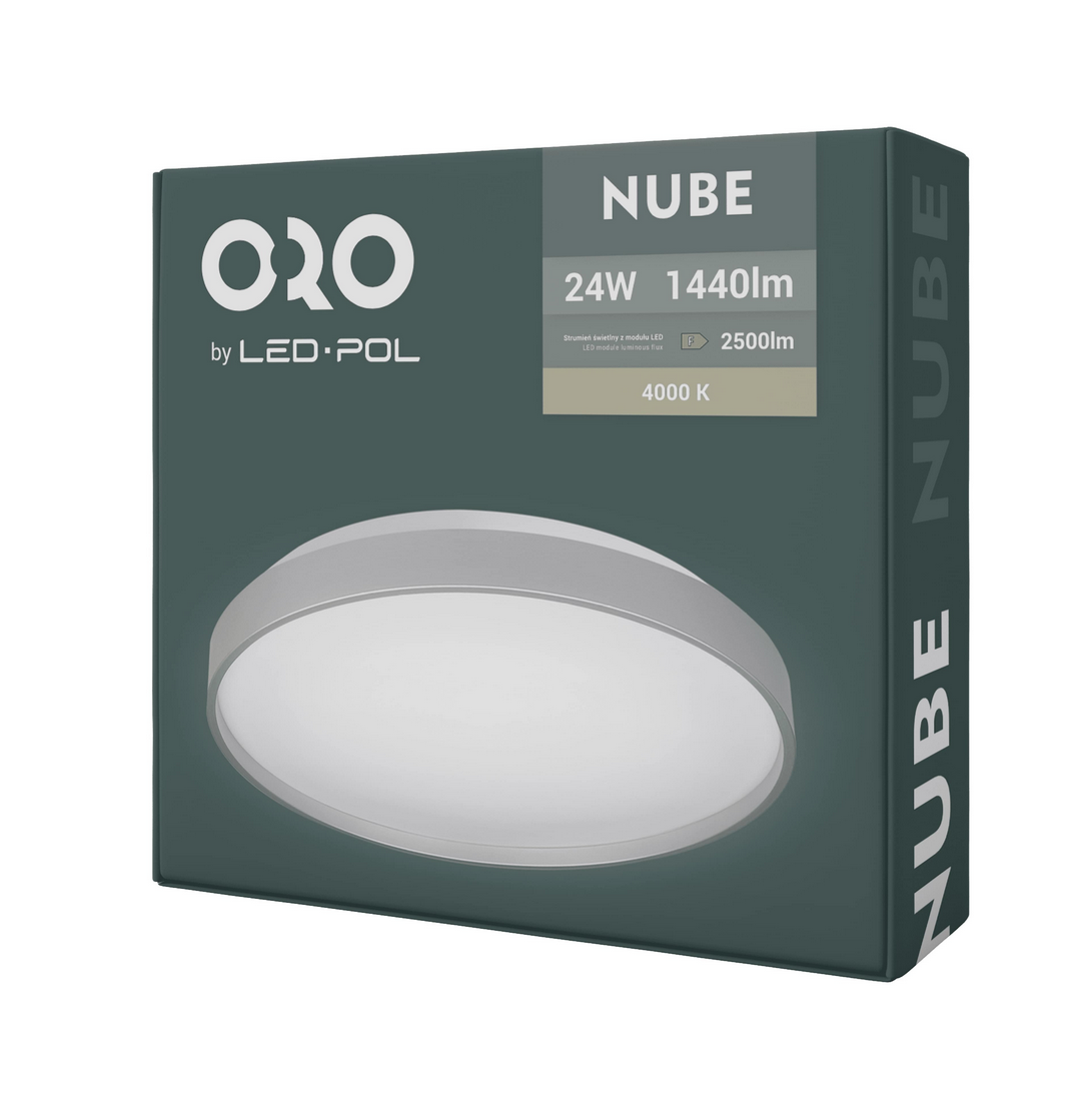 Nástěnné a stropní LED svítidlo LED-POL Nube Silver 24W neutrální bílá