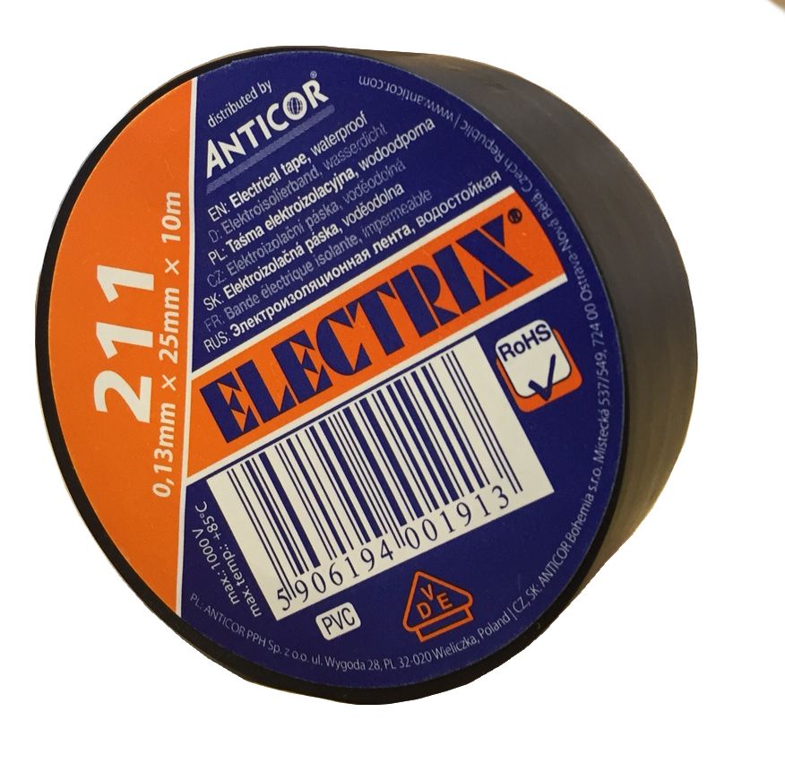 ANT209 Elektroizolační páska 211 PVC/25x10x0,13/černá