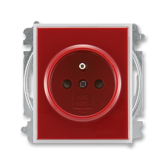 Zásuvka jednonásobná ABB Element 6619E-A06357 10, karmínová/led. bílá, (typ 6619)