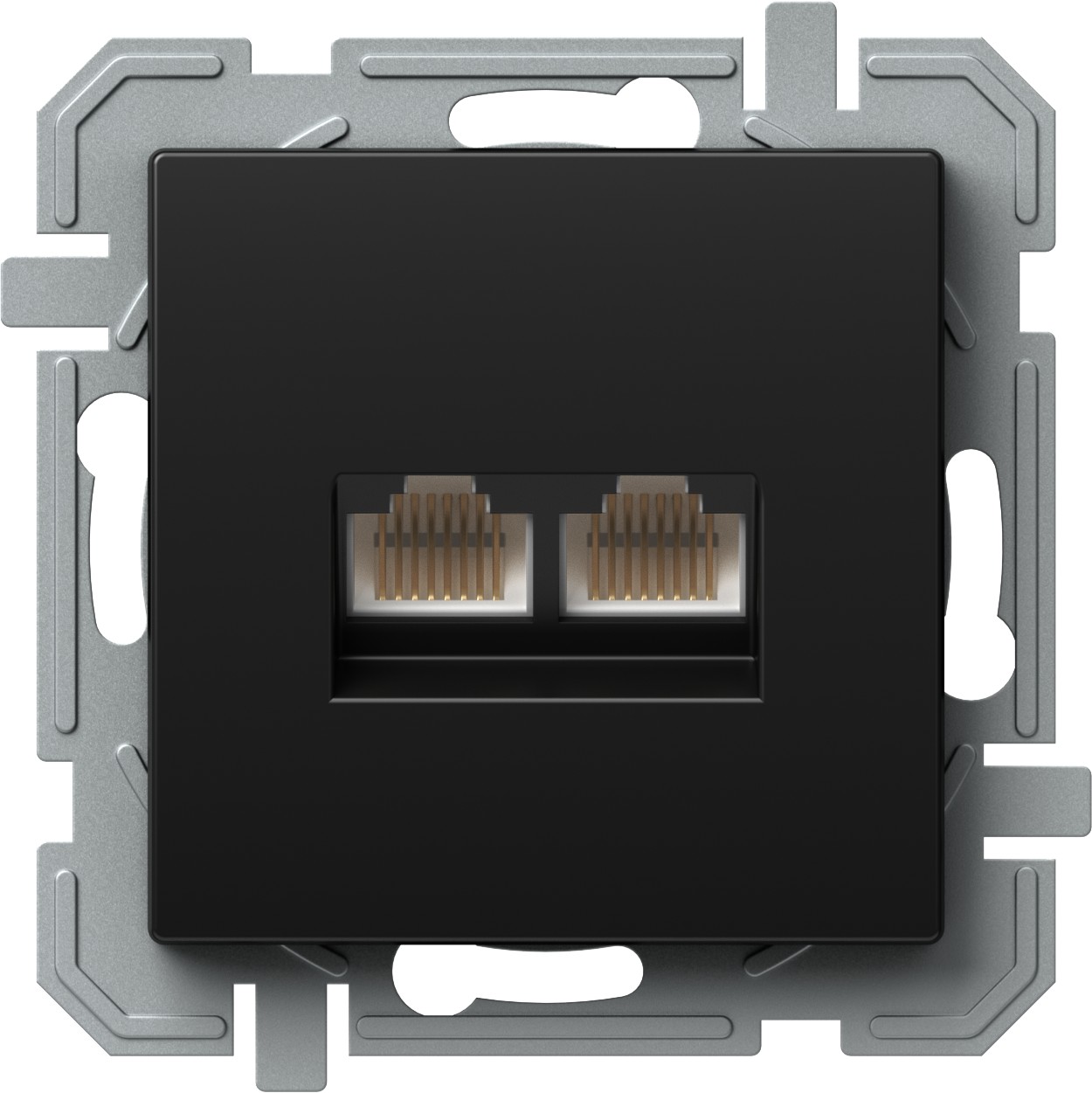 TEM ZÁSUVKA CAT5e KS DVOJITÁ 2x RJ45 8/8 BK XO černá