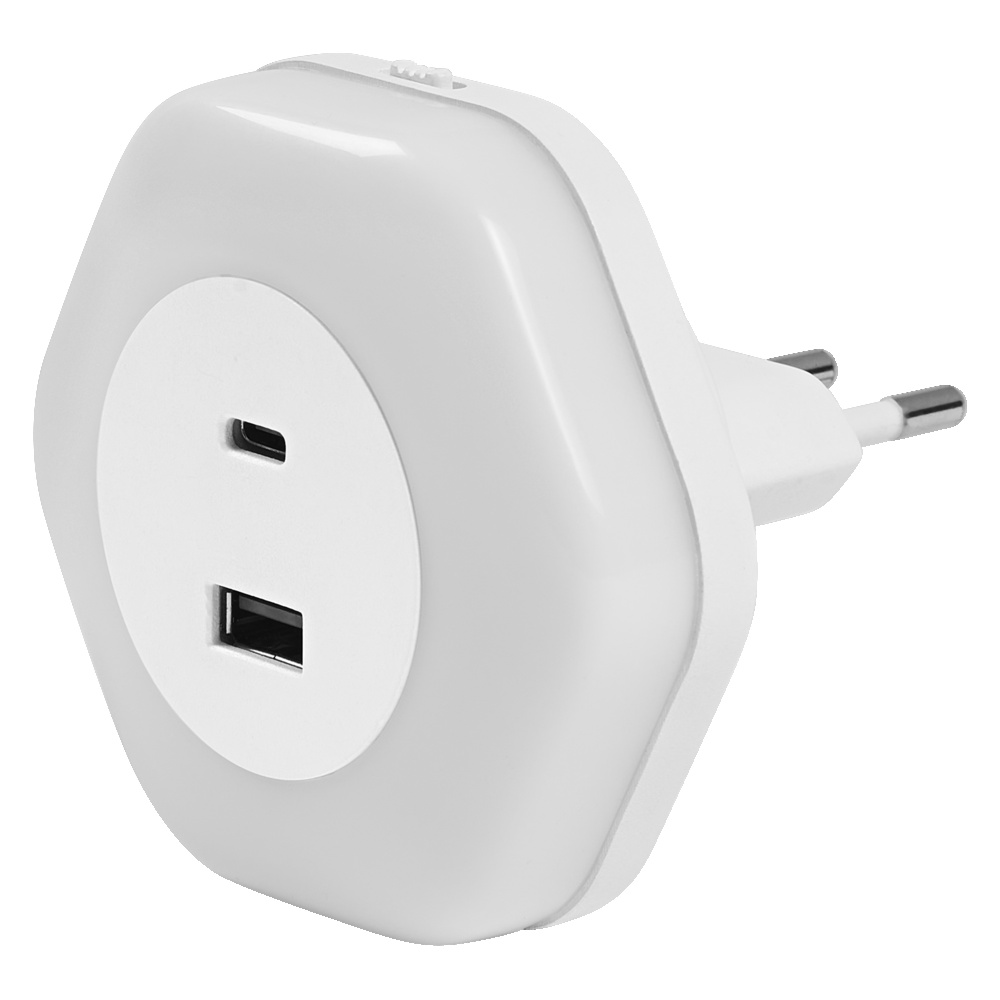 LED svítidlo noční OSRAM LUNETTA HEXAGON 830 USB A C WT