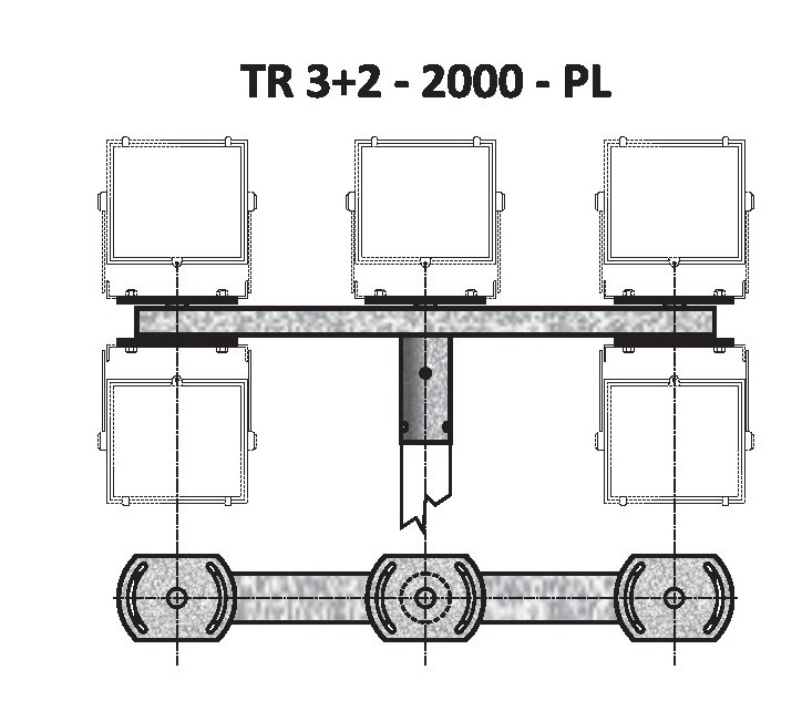 TR 3+2/114 - 2000 - PL držák pro reflektory PL, natáčení do stran