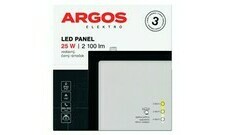 Argos LED panel vestavný, čtverec 25W 2100LM IP20 CCT - Černá