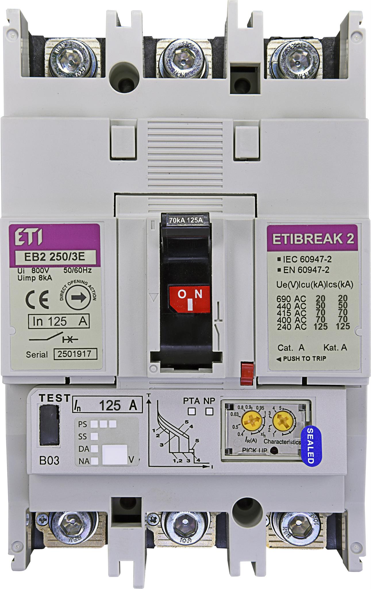 ETI 004671302 kompaktní jistič, EB2 250/3E 125A 3p