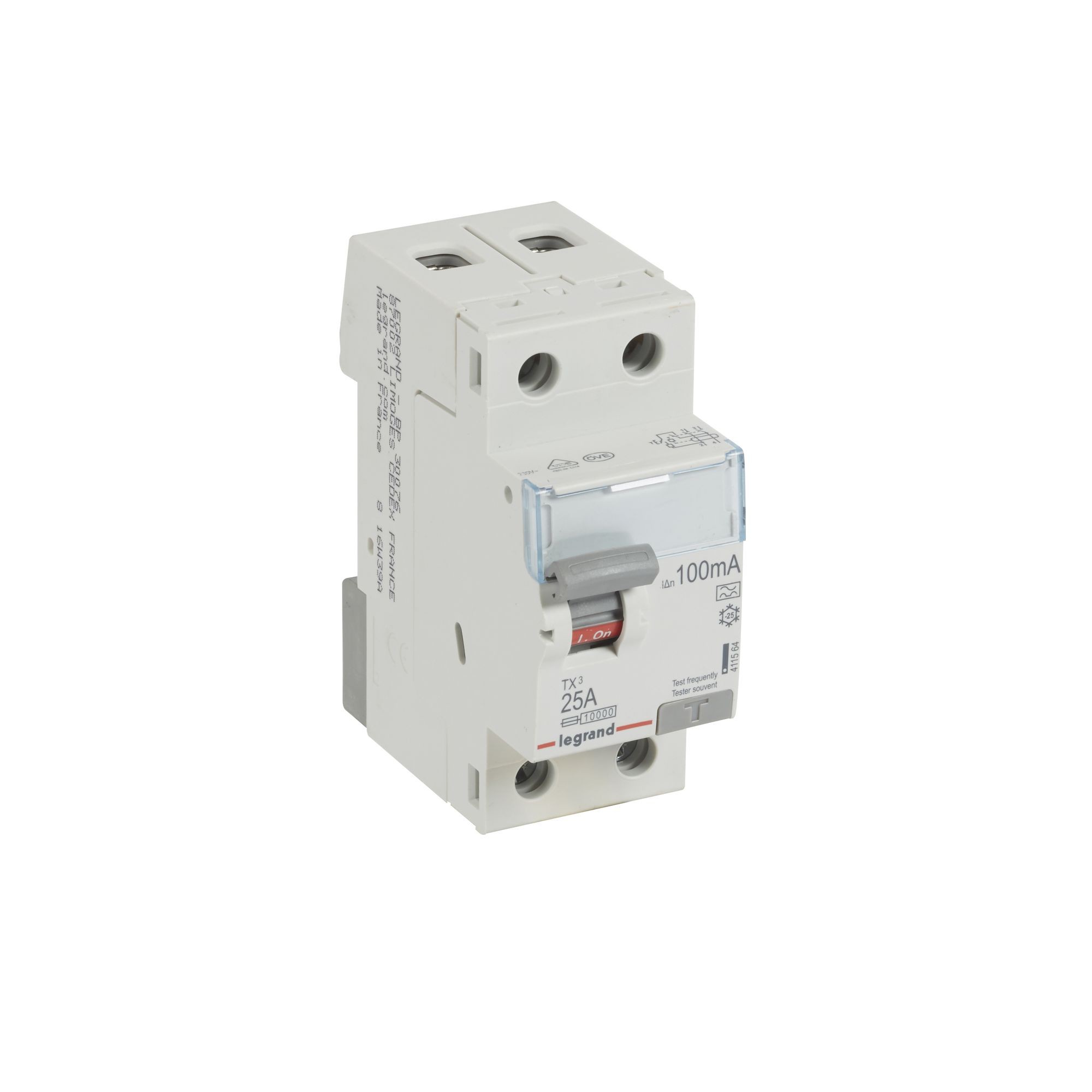 Chránič dvoupolový LEGRAND 411564 TX3 CHRÁN. 2P 25A 100MA A