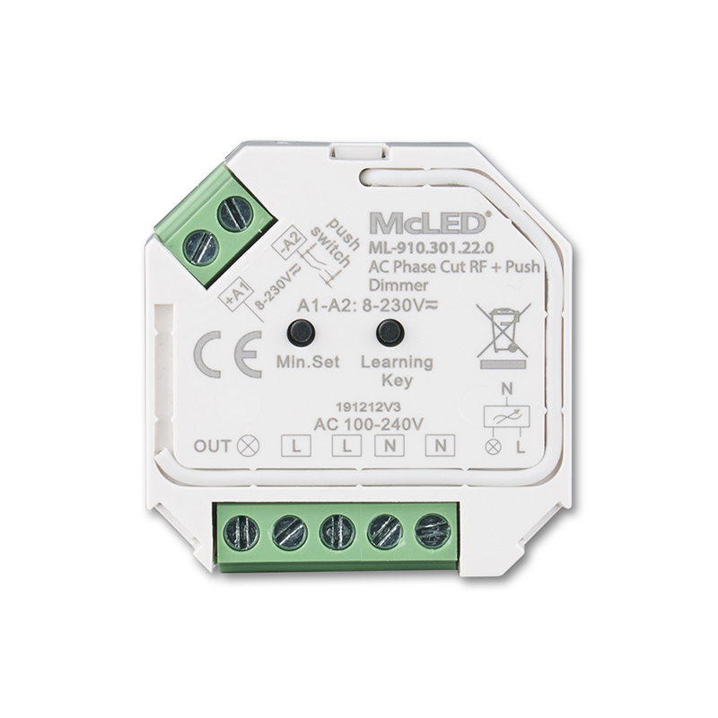 MC LED RF přijímač do krabičky pro stmívání svítidel, max. 400W/230VAC