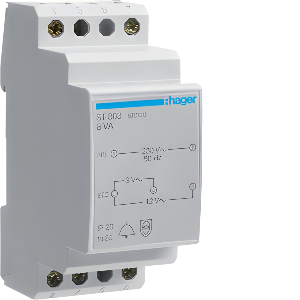 HAG ST303 Zvonkový transformátorek 230V/8V-1A, 12V- 0,67A (AC