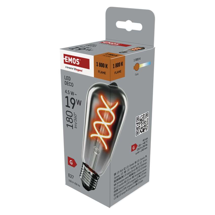 EMOS Z57311 LED DECO ST64 SMOKED 4,5W 180lm E27 WW+