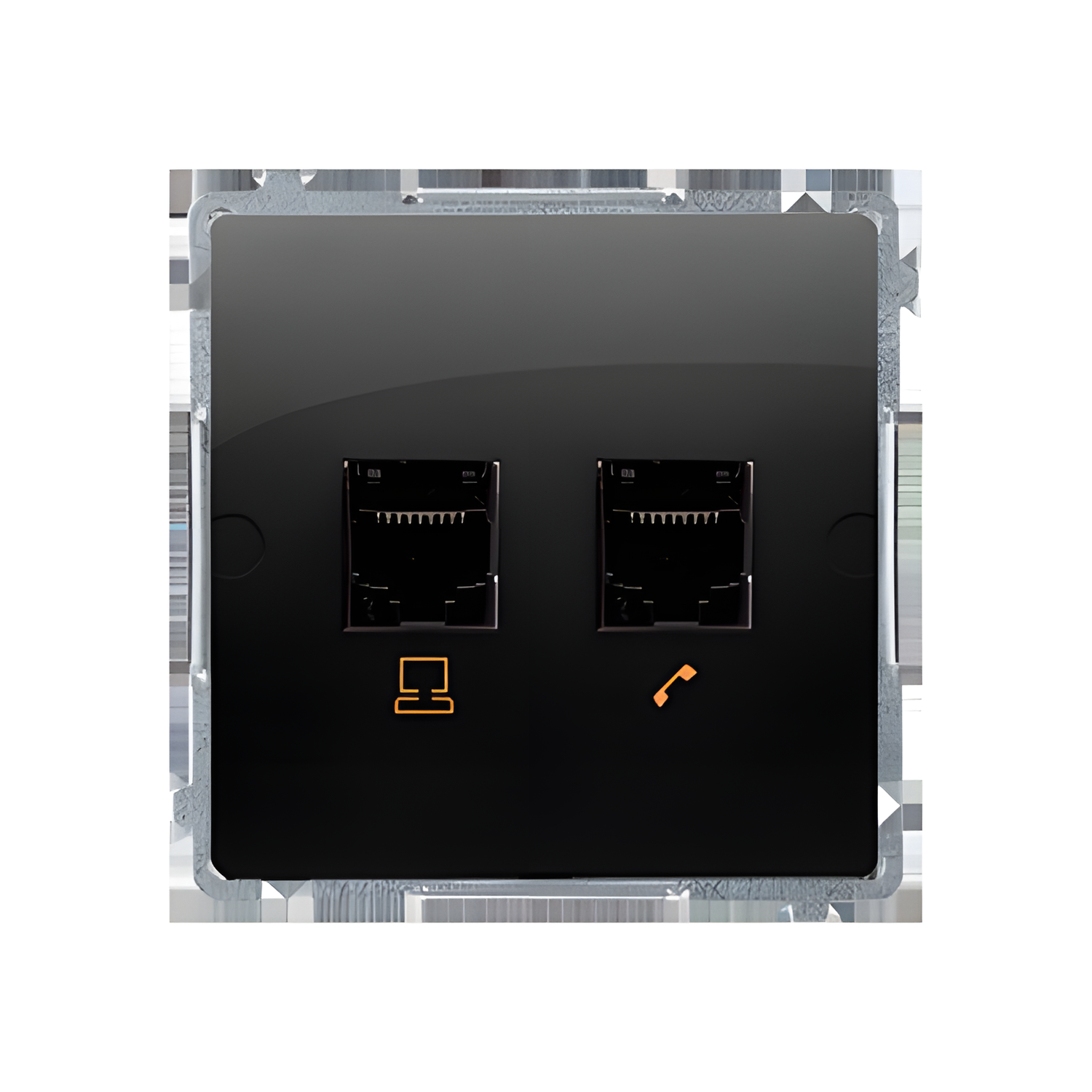 Zásuvka datová SIMON BASIC BMF5T.02/49, RJ45 kat. 5e+telefonní RJ11 (přístroj s krytem), černá matná
