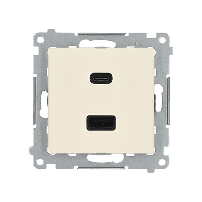 Nabíječka USB SIMON 54 DEC2CAQ.01/41, 2 násobná, 1x USB typ C+1x USB typ A, max. 30 W, krémová