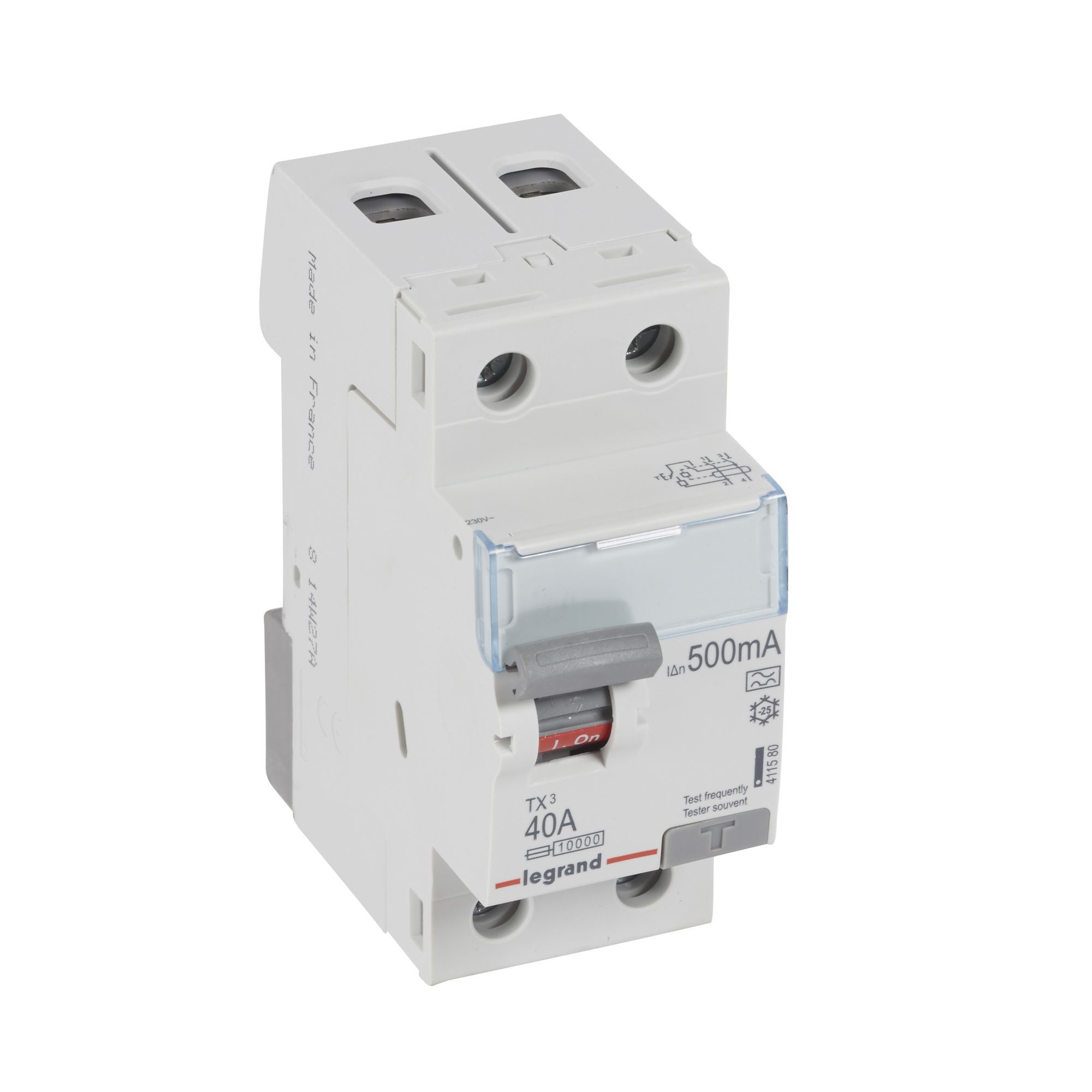 Chránič dvoupolový LEGRAND 411580 TX3 CHRÁN. 2P 40A 500MA A