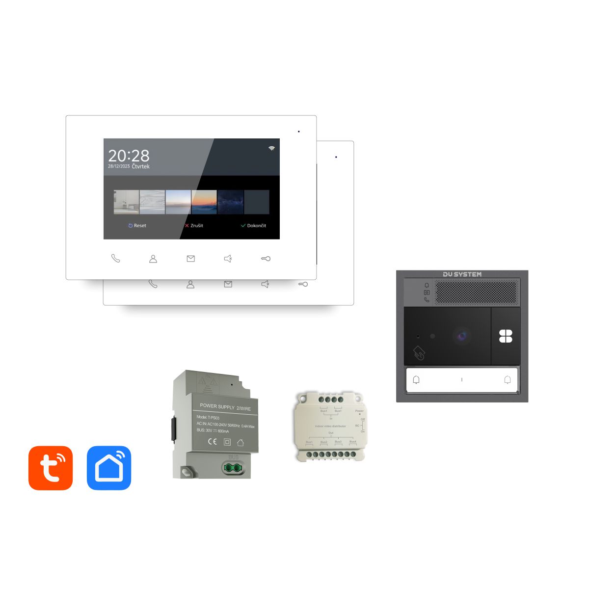SADA DV 2úč.MODULÁRNÍ tablo na zeď: 2xIS20:7" TUYA;PS01;distributor