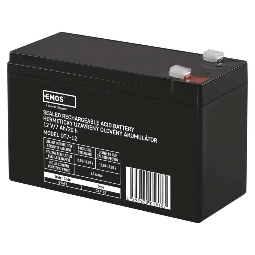 Akumulátor olověný EMOS SLA 12V 7AH FAST.4,7 MM B9691