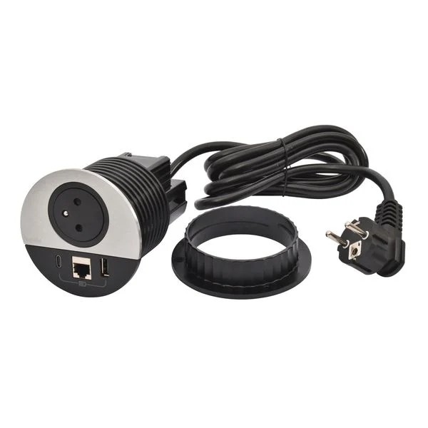 LEG 654703 DISQ80 2P+T USB A+C RJ45 Č/KOV