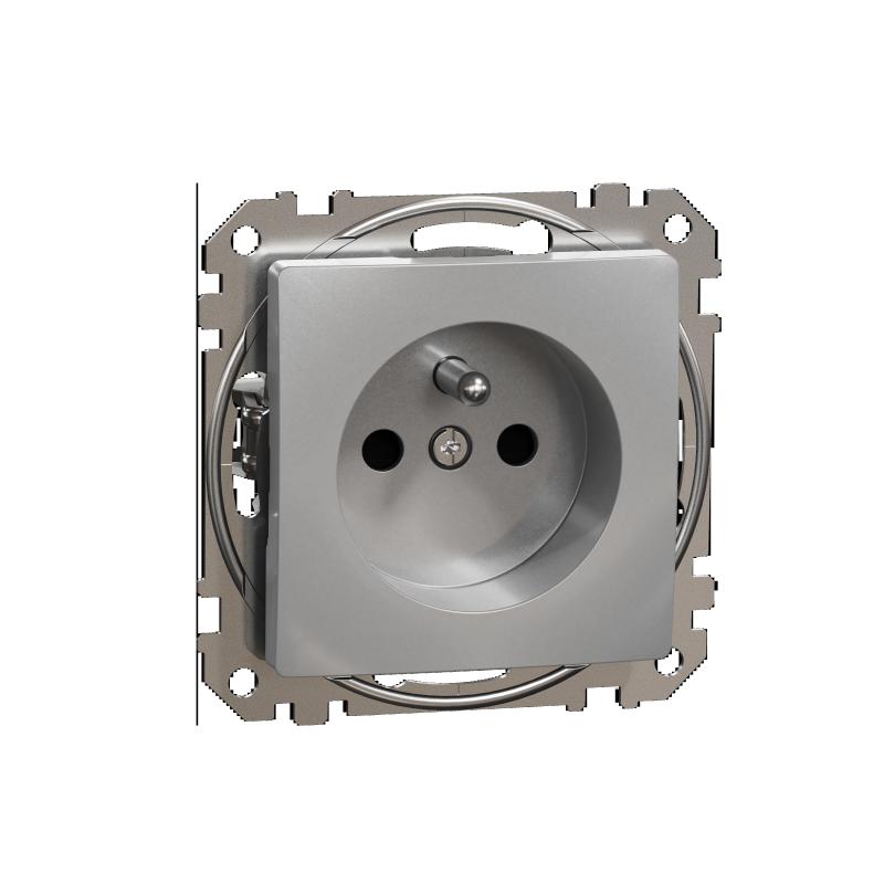 SCHN SDD113012 Sedna D/E - Zásuvka 230V 16A clonky bezšroubová, Aluminium