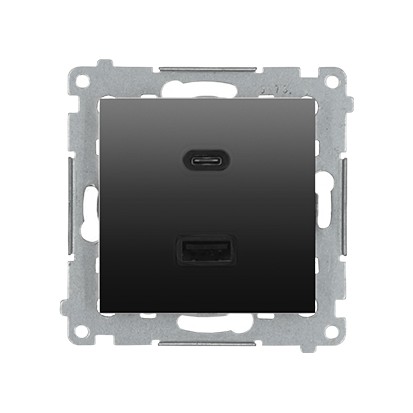 Nabíječka USB SIMON 54 DEC2CAQ.01/48, 2násobná, 1xUSB typ C+1xUSB typ A, max.30W, antracitová metal