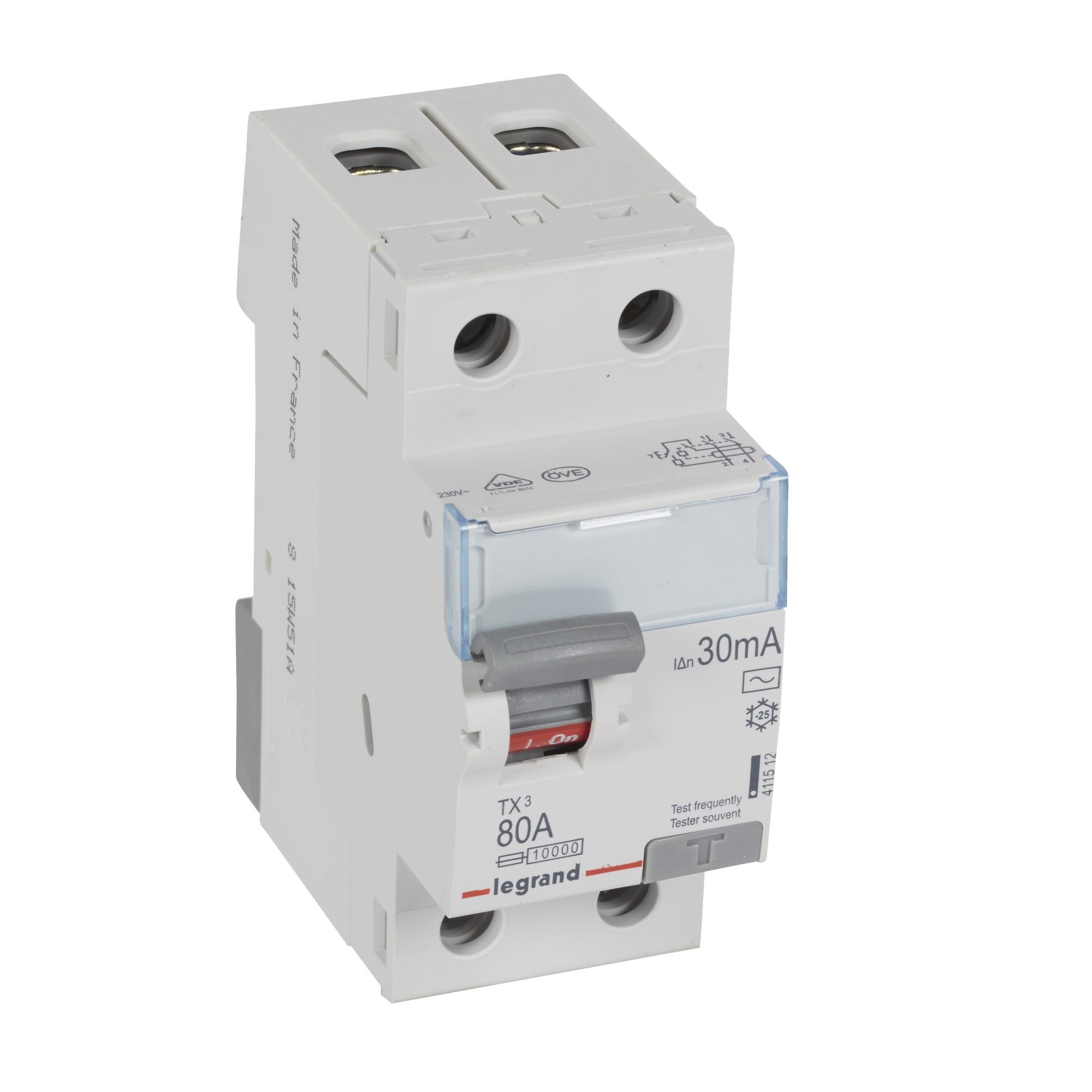 Chránič dvoupolový LEGRAND 411512 TX3 CHRÁN. 2P 80A 30MA AC