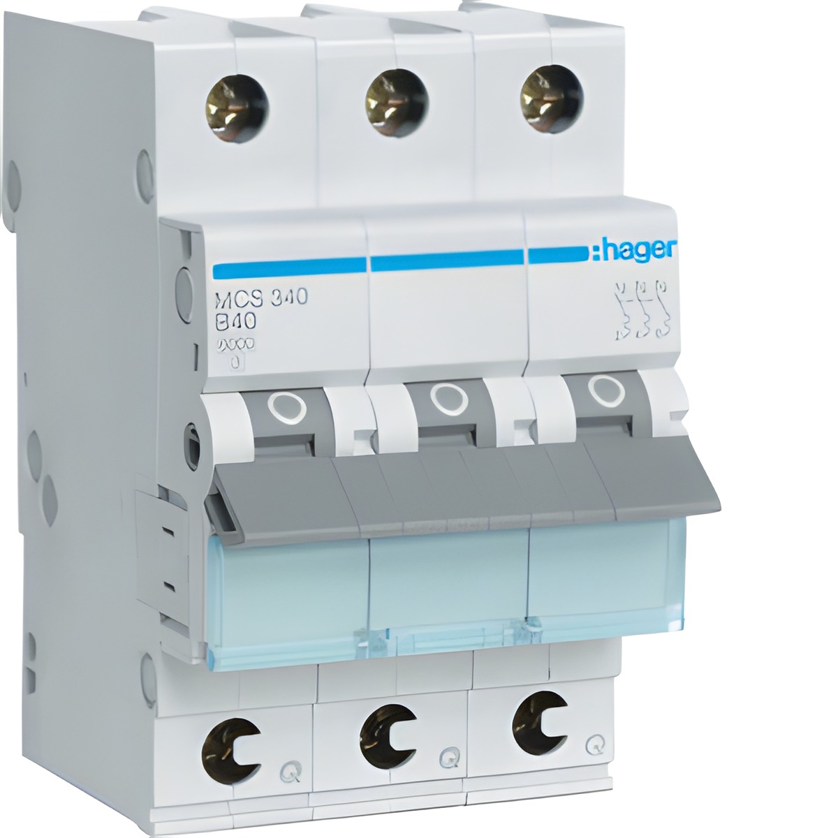 Jistič třípolový HAGER MCS340 3 pól. 40A, char.C, 6 kA, bezšroubové svorky