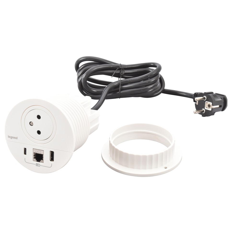 LEG 654701 DISQ80 2P+T USB A+C RJ45 BÍLÁ