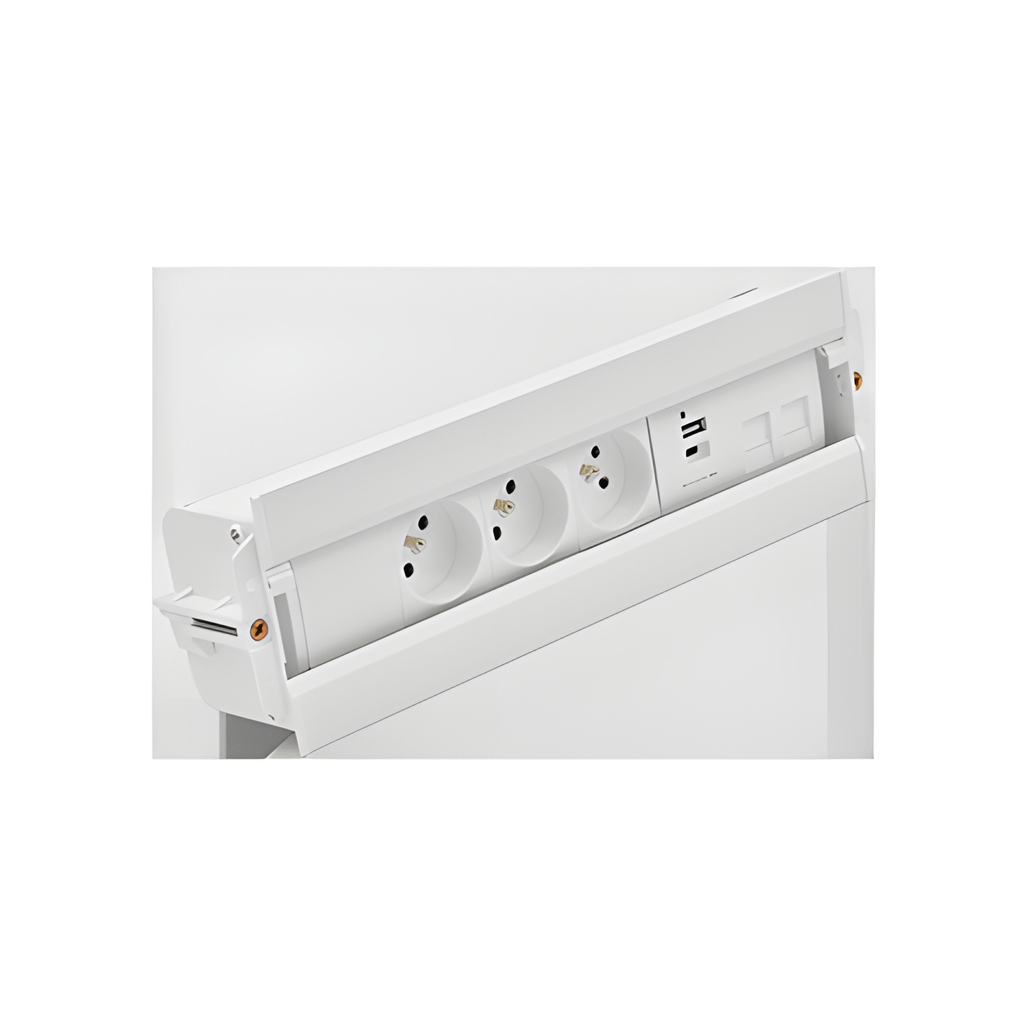 Mediaport Spinner SIMON 480 48610E30BK00000-33, 3x230V+USB nab.+kryt 2xRJ45, přip. konekt., bílá