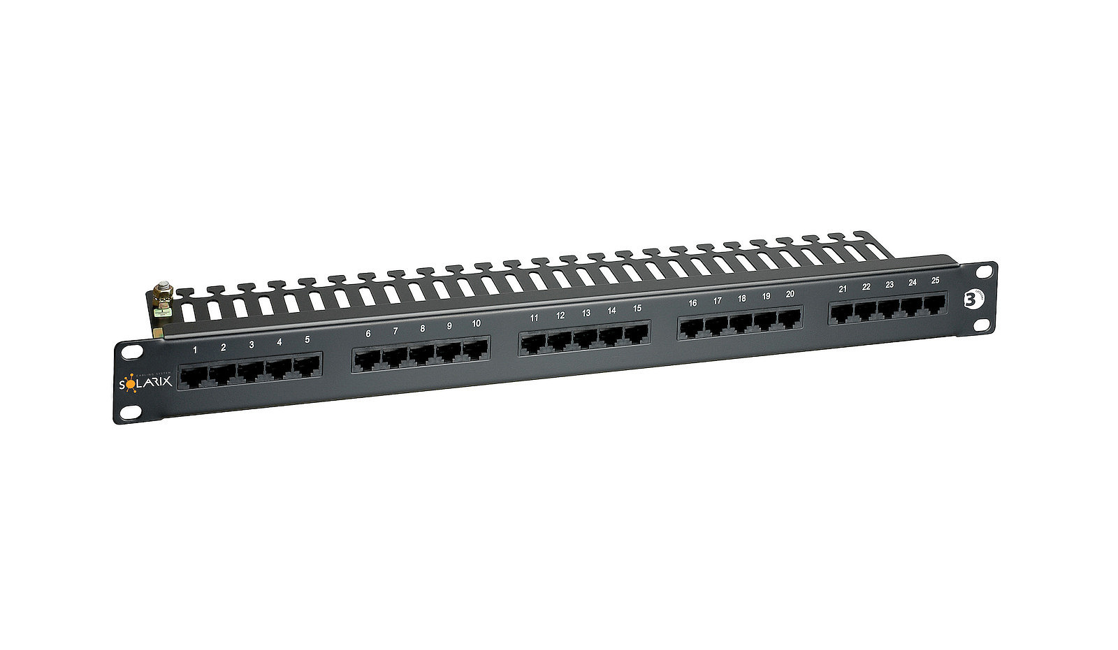 Patch panel SOLARIX SX25-ISDN-BK, 19", ISDN, 25x RJ45, 1U, černá