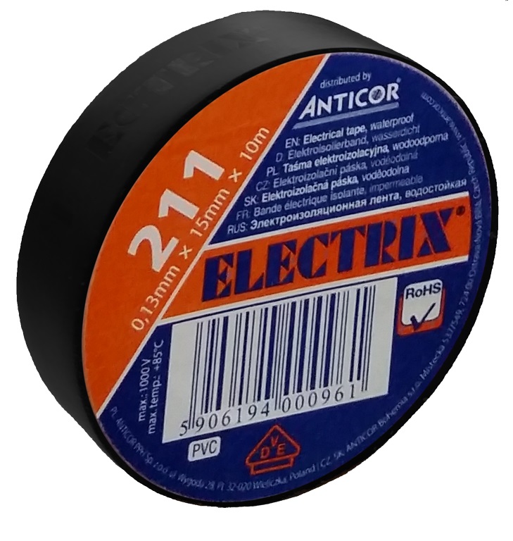 ANT11222 Elektroizolační páska 211 PVC/30x10x0,13/černá