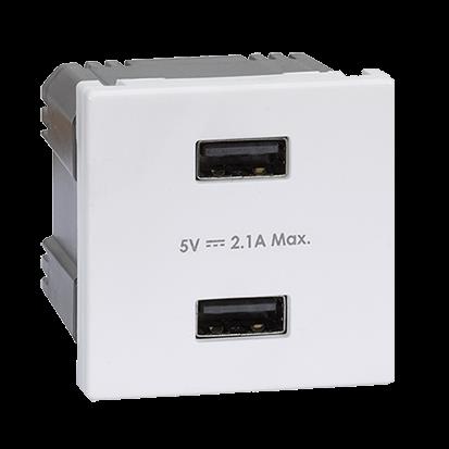 Modul SIMON K126E/9, K45, nabíječka USB 2.0, 2x typ A, 2, 1 A/5 V DC, 45 x 45 mm, bílá