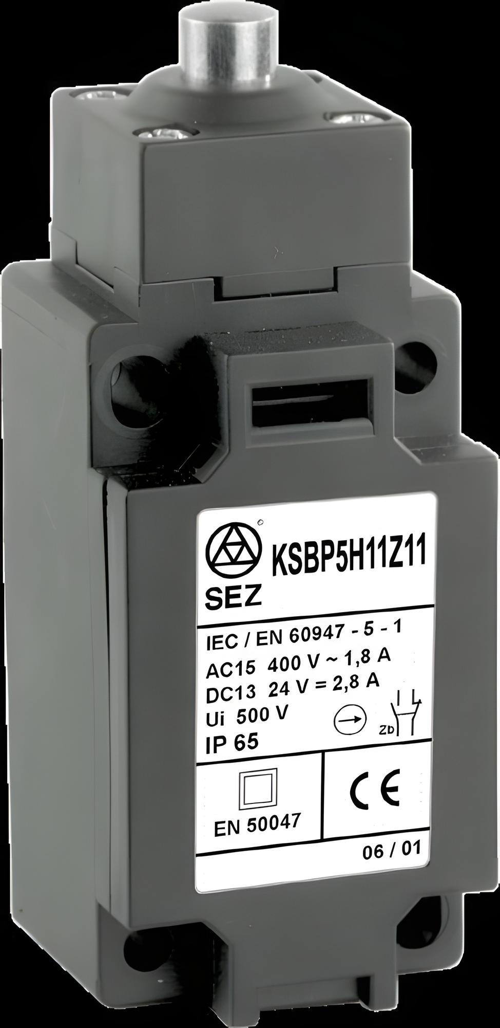 SEZ KSBP5H11Y11 Koncový spínač plastový s čepem, šířka 40 mm