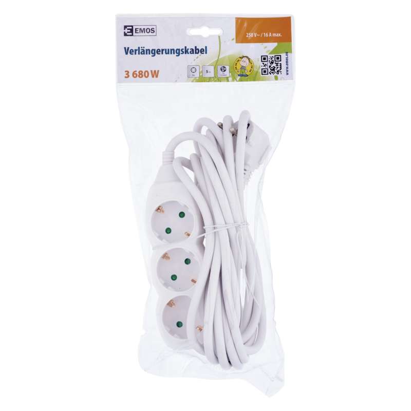 EMOS P0325R PRODLUŽKA 3Z 5M 1,5MM SCHUKO