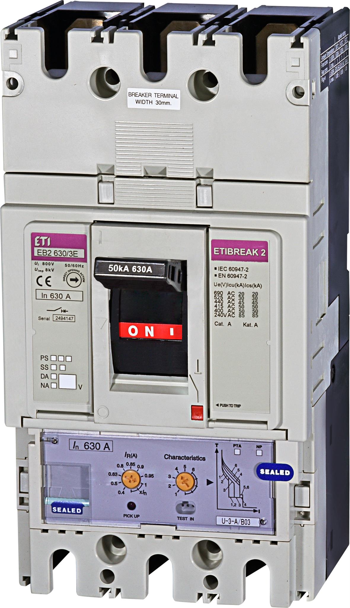 ETI 004671127 kompaktní jistič, EB2 630/3E 630A 3p