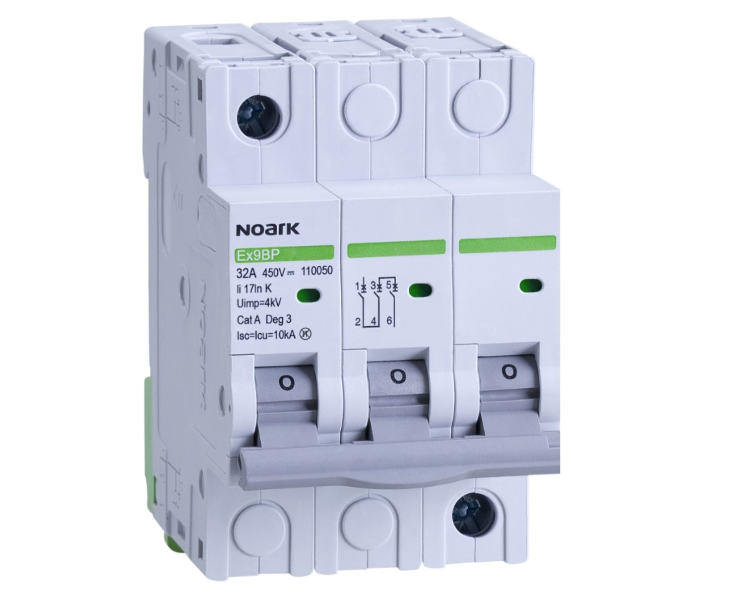 Jistič třípolový NOARK 110050 Ex9BP 3P DC450V K32 charakteristika K, 32 A, 450 V DC, šířka 3TE