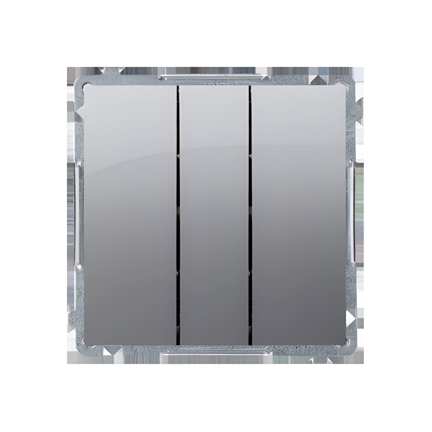 Ovladač zap. SIMON BASIC BMP31L.01/21, 3nás., LED podsv., ř. 1So+1So+1So, 10A/250V~, bezšr., ocelová