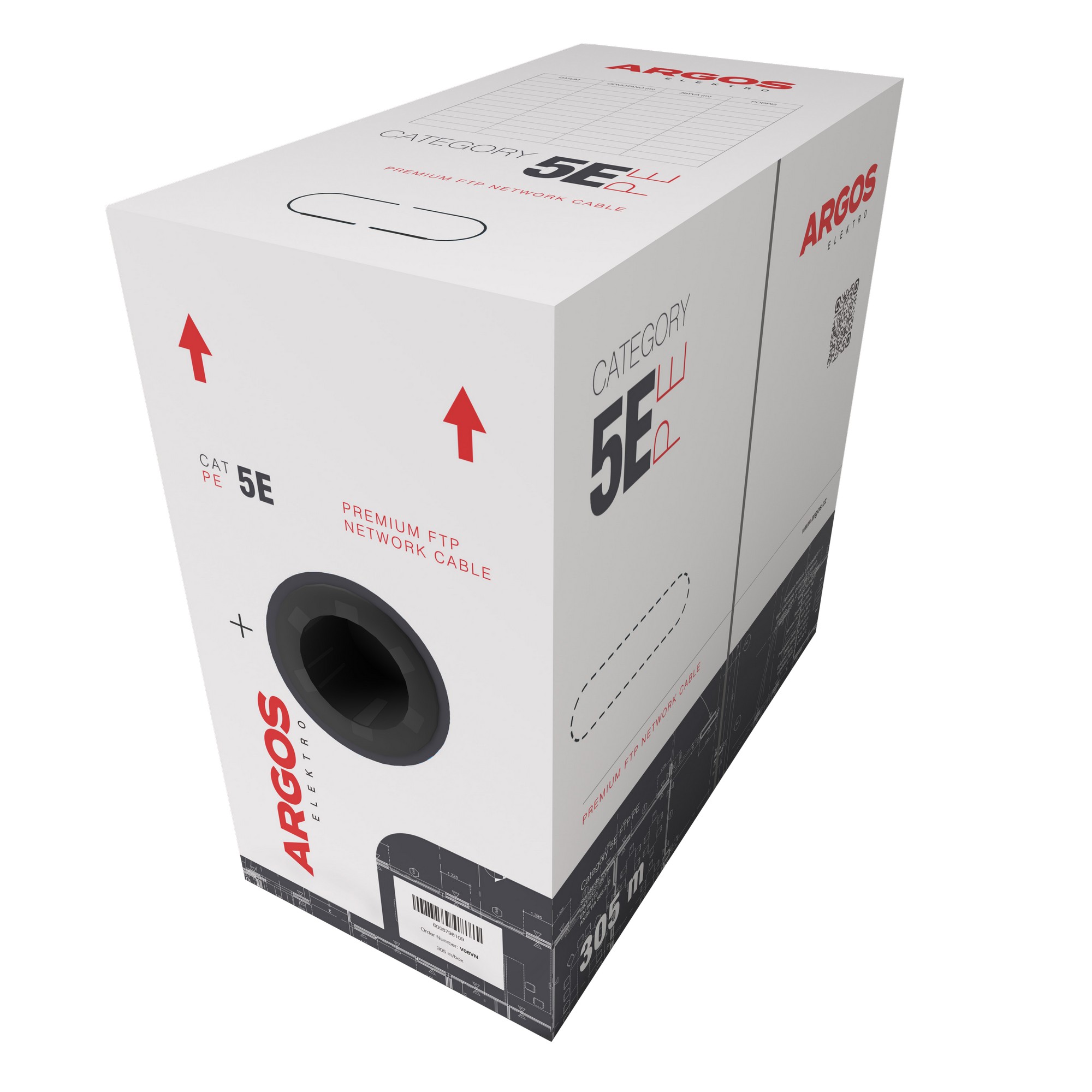Kabel datový ARGOS CAT5E, FTP, PE, Fca, 305 m, venkovní, černá