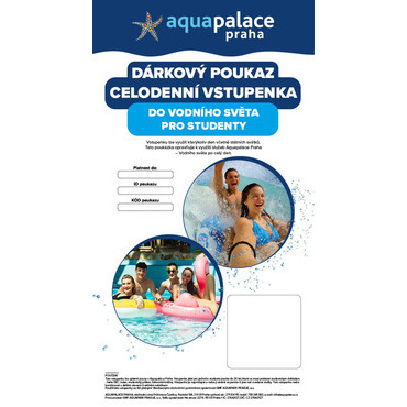 AQUAPALACE Vstupenka voda/sauna - student