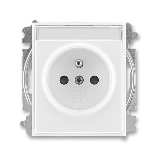 Zásuvka jednonásobná ABB Element 6619E-A06352 03, bílá/bílá, cl., s popis. polem (typ 6619)