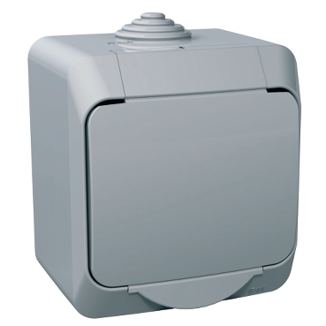 SCHN WDE000641 Cedar Plus IP44 - Zásuvka SCHUKO 230V 16A 2P+SE, šedá