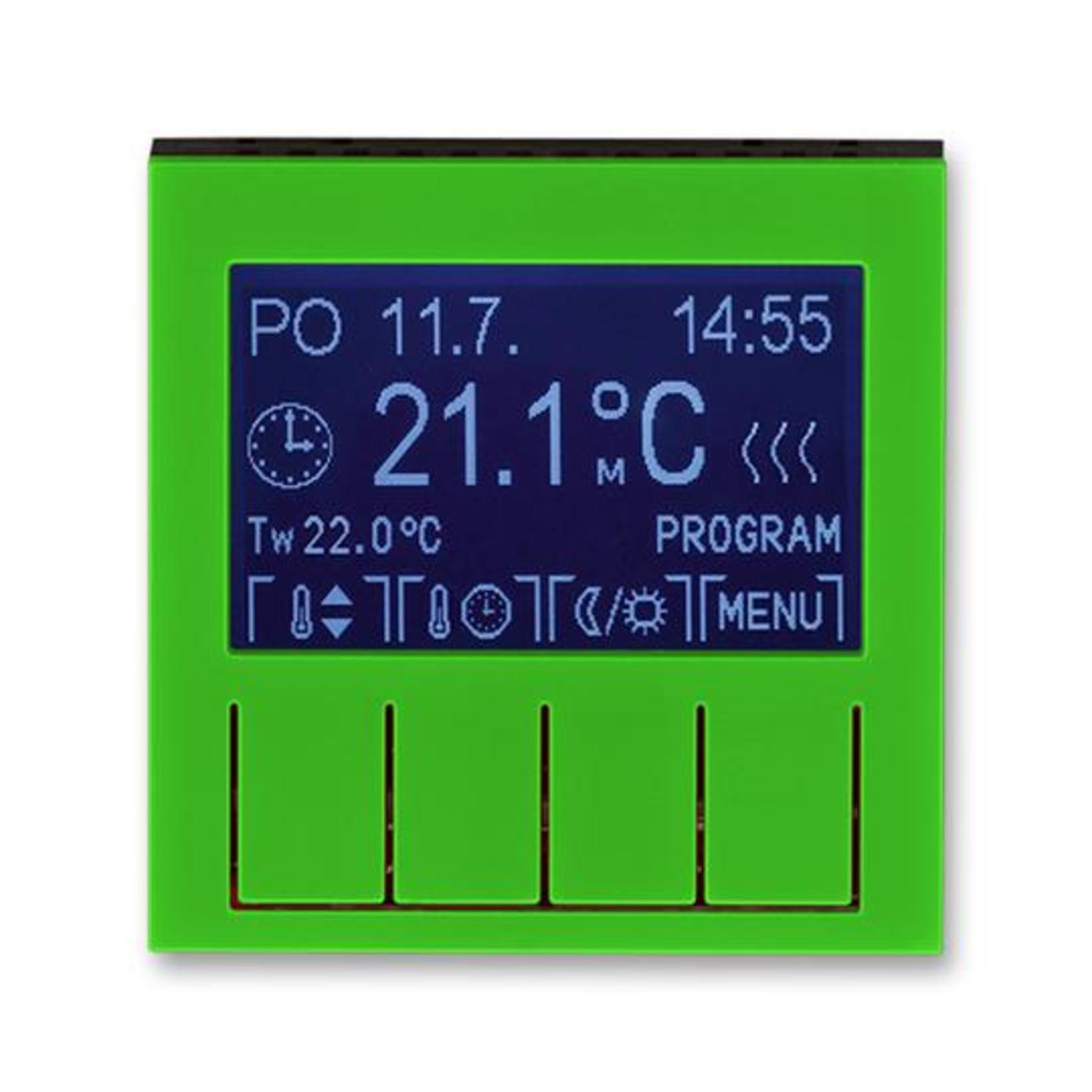 Termostat univerz. ABB Levit 3292H-A10301 67, , zelená/kouř. černá, program. (ovl. jedn.)