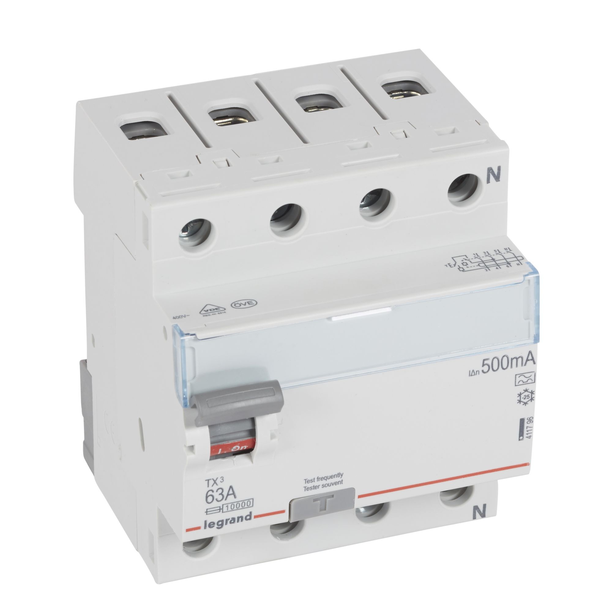 Chránič čtyřpolový LEGRAND 411796 TX3 CHRÁN. 4P 63A 500MA A