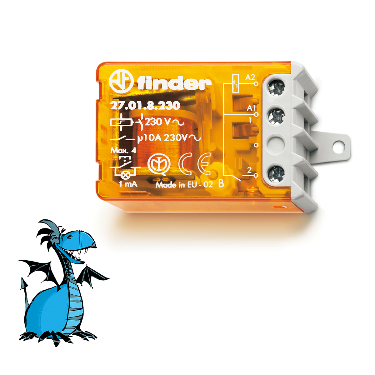 FINDER 27.01.8.230.0000 Spínač el. imp. ovl., 1Z/10A, 230V AC
